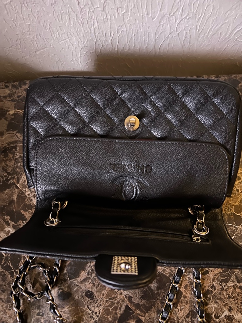 CHANEL Black Quilted Leather Shoulder Bag with Gold Hardware - Picture 3 of 5